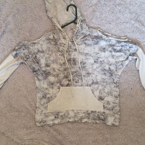 GB marble hoodie with open shoulders